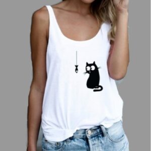 Popular Sleeveless Sling Kitten Fish Print Vest
