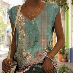 New Women's Tops V-neck Fashion Wide Sleeve Casual Vest