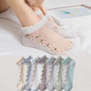Thin Spun Glass Mesh Breathable Ankle Socks