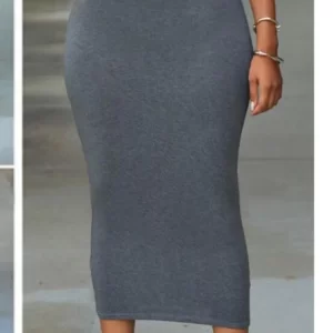 Autumn Solid Color Hip-hugging Tight Skirt Mid-length Skirt Women Fashion Elegnat Casual Skirts New 2024
